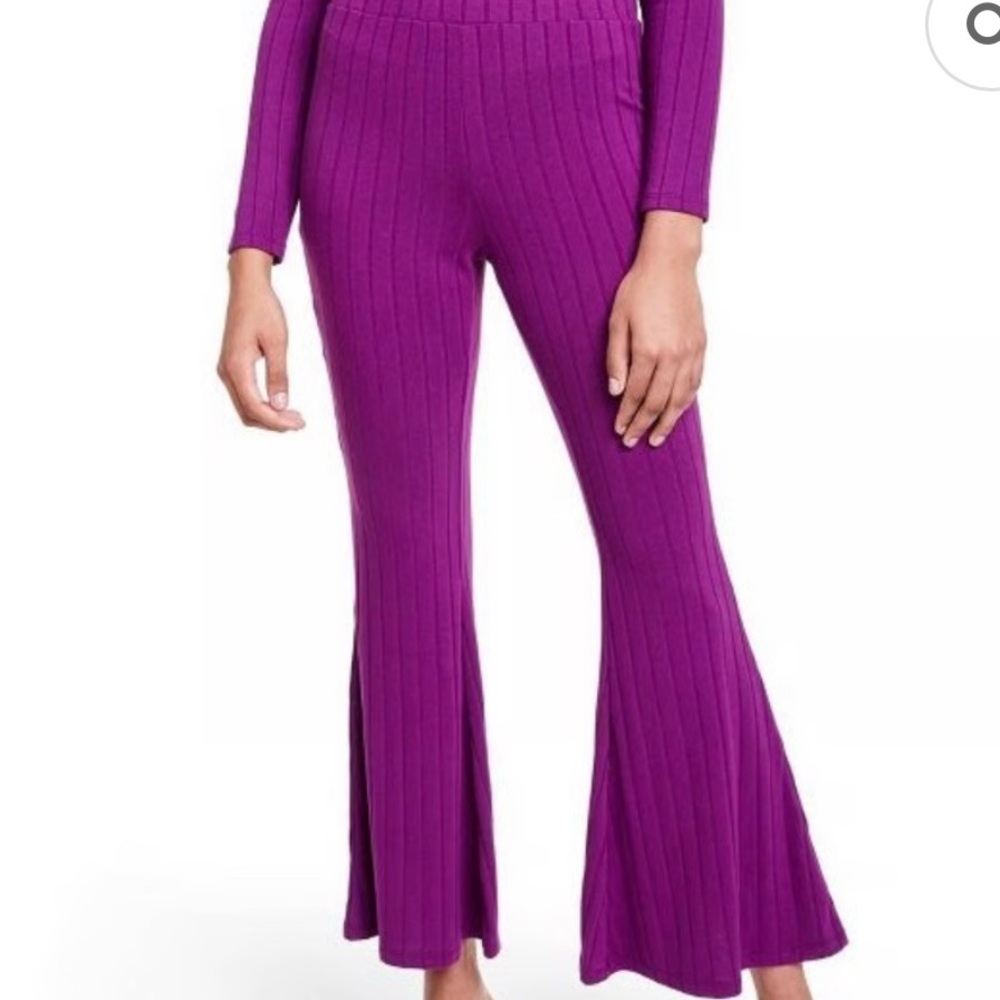 Victor Glemaud Rich Purple Ribbed Pants